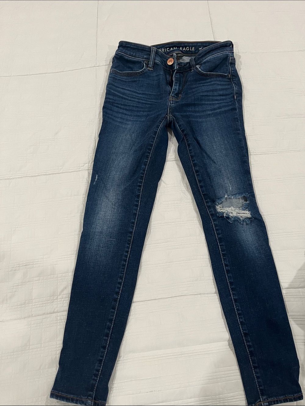 American Eagle Outfitters Womens Navy Distressed Skinny Jeans